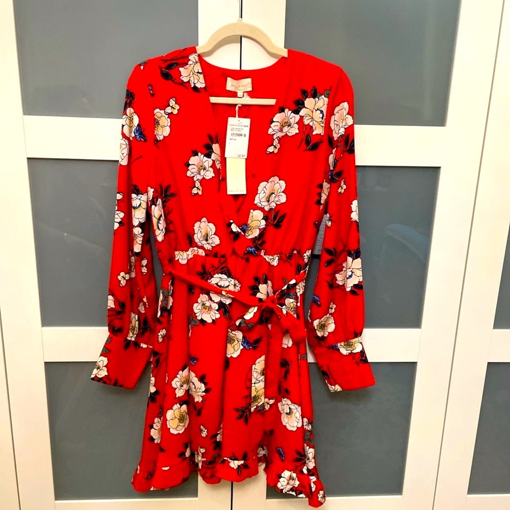 red floral dress